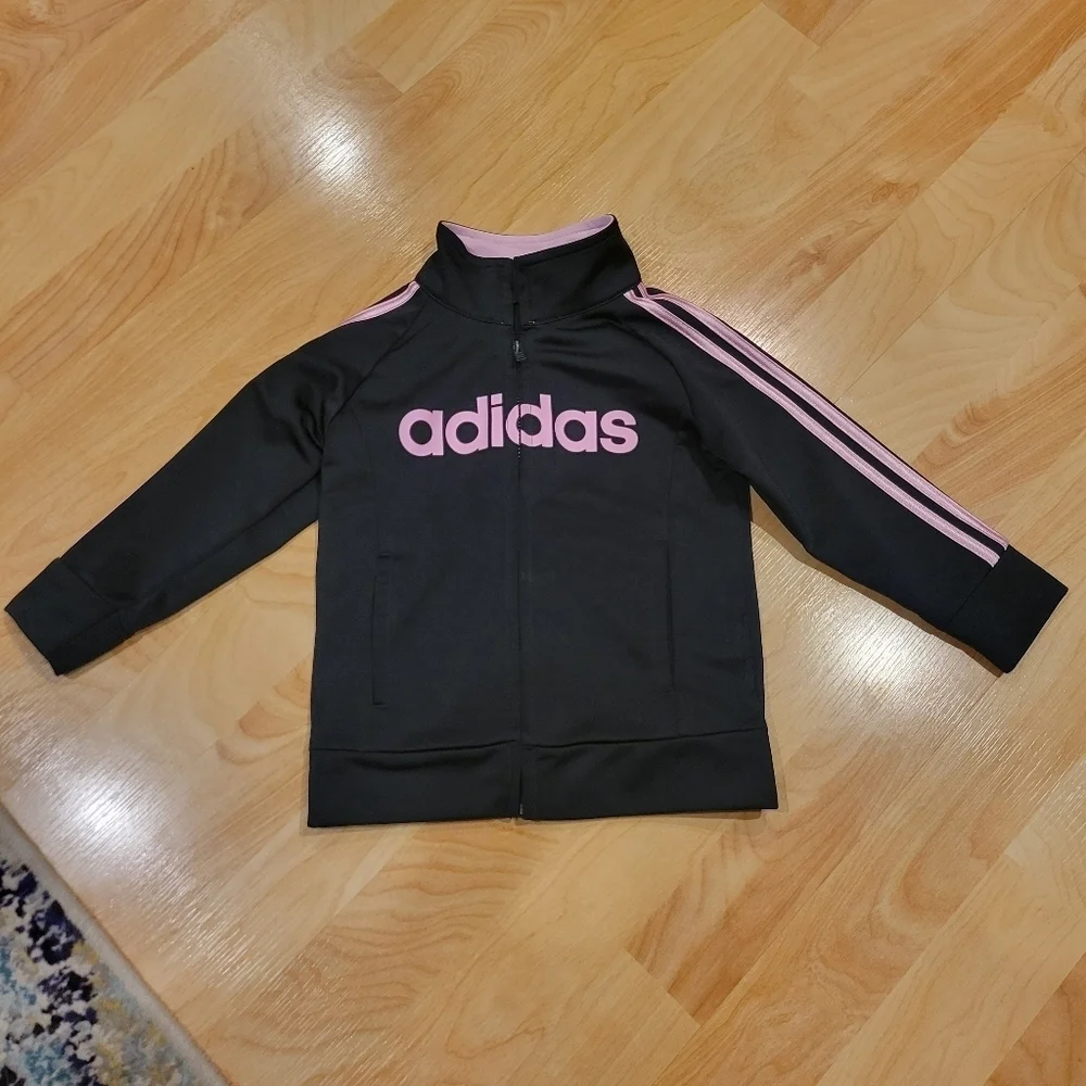 Adidas Full Zip Track Jacket Pink And Black Size 18 Months
